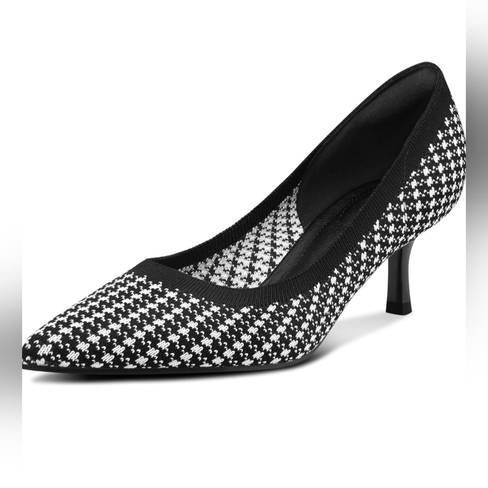 Chic Black and White Houndstooth Heels